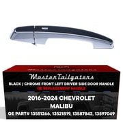 Master Tailgaters Exterior Door Handle Black/Chrome Replacement for Chevrolet Malibu 2016-2024 OE Part # 13551266, 13521819, 13587842, 13597049 | Front Left Driver Side w/o Keyhole