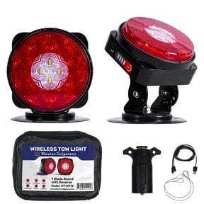 Master Tailgaters Wireless Pivot Tow Lights with Battery, Multi Functional, Magnetic Mount, 7-Pin Blade Round Adapter Connection, Reverse Light, Carrying Bag Included