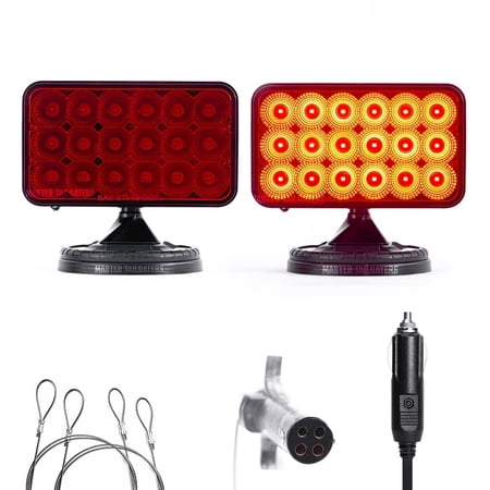 Master Tailgaters Wireless Tow Hitch Light, Rechargeable LED, Magnetic Mount, 4-Pin Round Plug, 100 feet Range, Safety Straps Included
