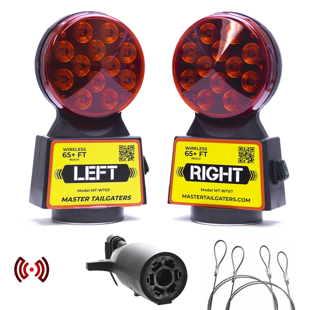 Master Tailgaters Wireless Trailer Tow Lights - Magnetic Mount - 48 ft Range - 7 Pin Flat Connection