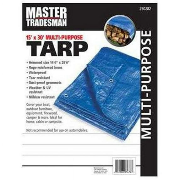 Master Tradesman RD 15 x 30 ft. Polyethylene Storage Tarp Cover - Blue