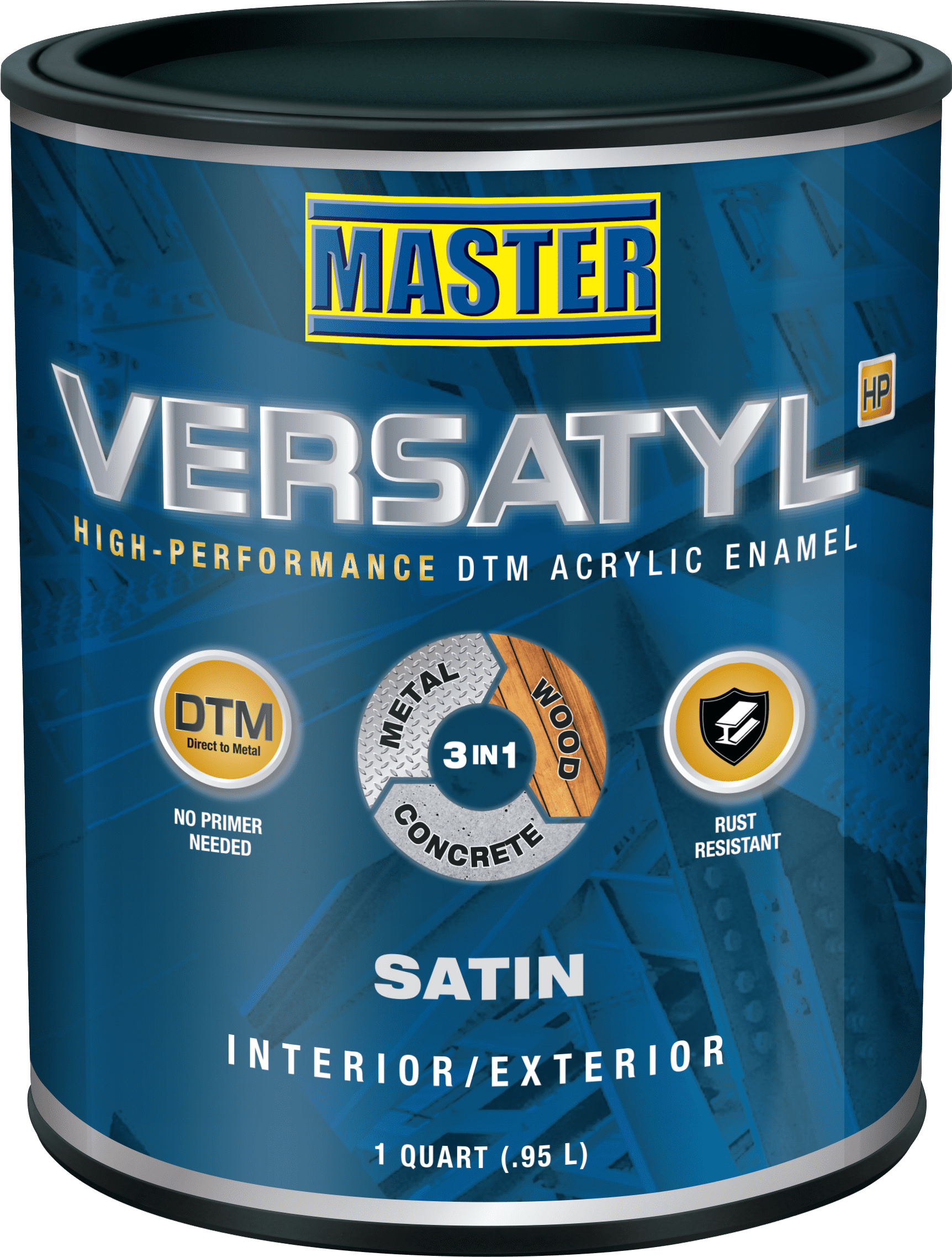 Master Versatyl High Performance Direct to Metal Acrylic Enamel Interior/Exterior Satin White 1 Qt