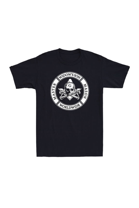 Master Widow'S Son Mason Worldwide Skull Compass Square Masonic Men'S T-Shirt