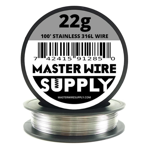 Master Wire Supply - Stainless Steel 316L - 100ft - 22 Gauge Wire - Made in the USA