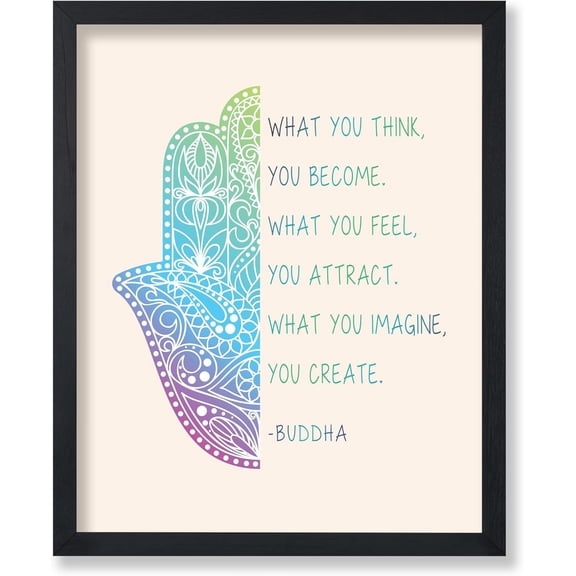 Master You Become What You - Buddha Print - Motivational Art - Encouraging Quotes Art - Gift for Men & Women - Inspiring for Living Room or Bedroom - 8x10 UNFRAMED Wall Art