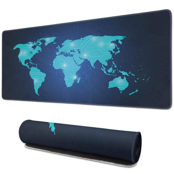 Master Your Game: World Map Gaming Mouse Pad - Extended XXL, Non-Slip Base, Stitched Edges (31.5x11.8 Inch)