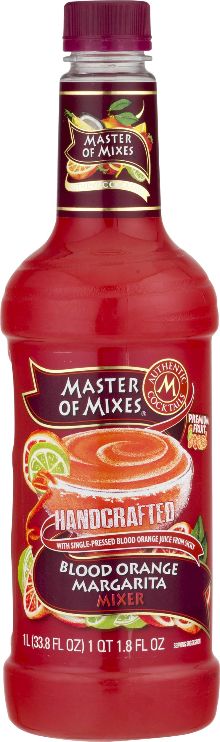Master Of Mixes Blood Orange Margarita Drink Mix - Ready To Use, 1.75 Liter Bottle (Pack Of 3), Non-GMO, Gluten-Free
