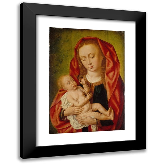 Master of Saint Giles 18x24 Black Modern Framed Museum Art Print Titled - Virgin and Child with a Dragonfly (ca. 1500)