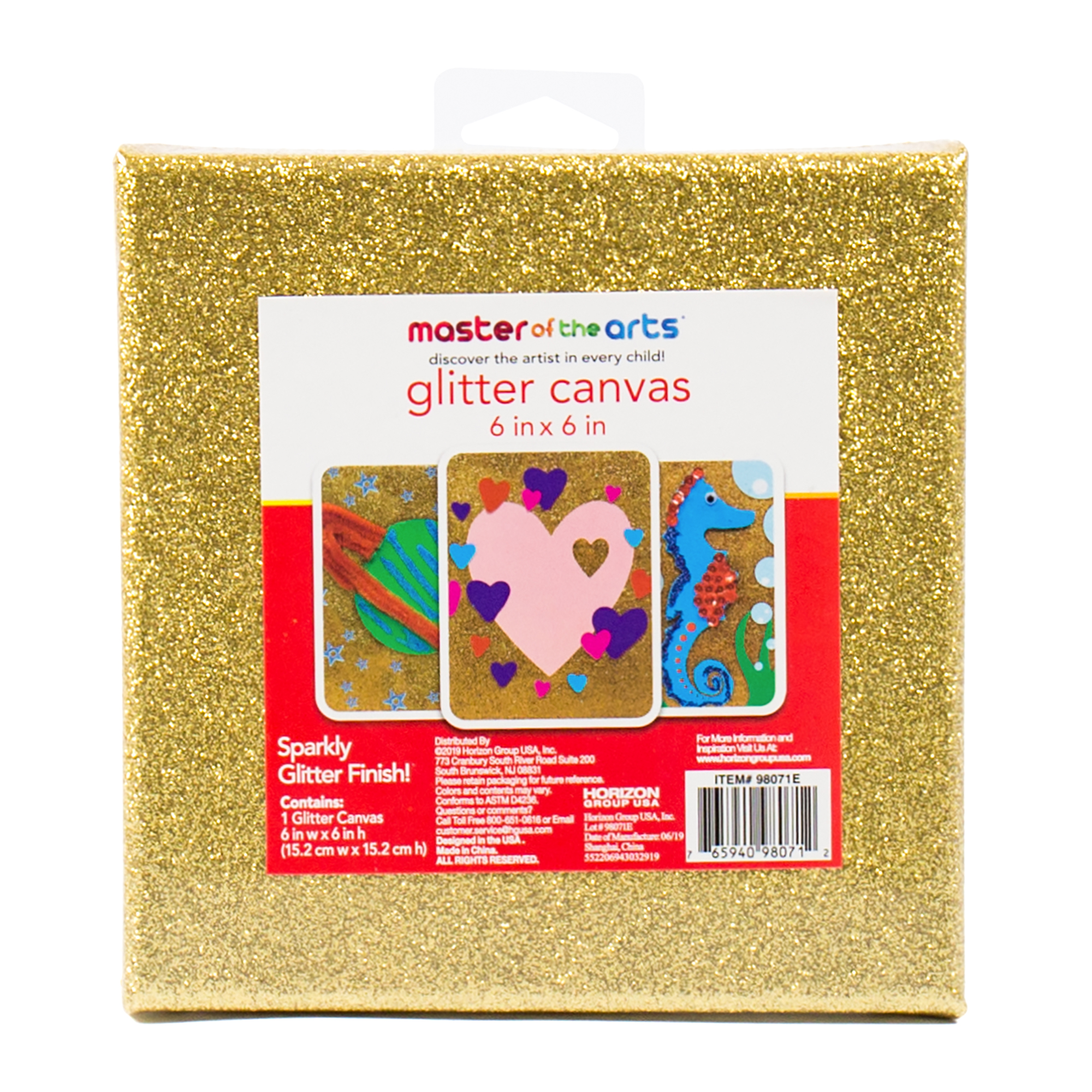 Master of the Arts Gold Glitter Canvas, 6 in. x 6 in.