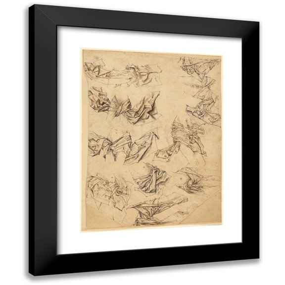 Master of the Coburg Roundels 12x14 Black Modern Framed Museum Art Print Titled - Studies of Christ's Loincloth (1490)
