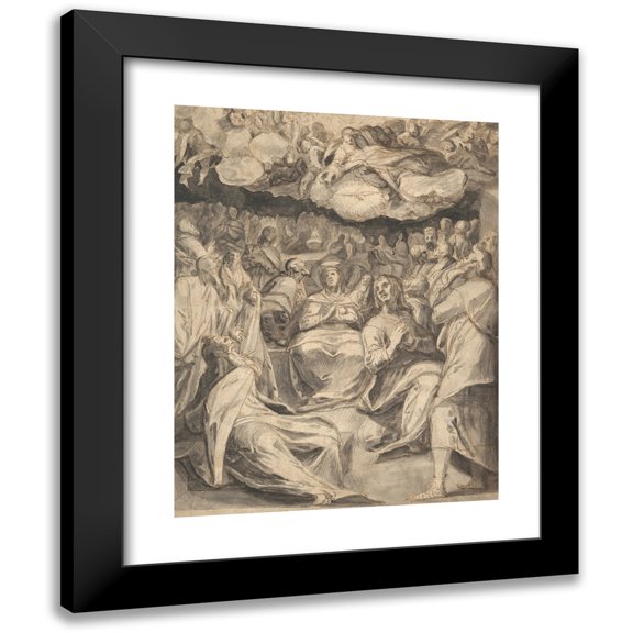 Master of the Egmont Albums 12x14 Black Modern Framed Museum Art Print Titled - The Pentecost (16th Century)