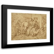 Master of the Egmont Albums 14x12 Black Modern Framed Museum Art Print Titled - The Good Samaritan (1580-1590)