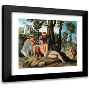 Master of the Good Samaritan 14x12 Black Modern Framed Museum Art Print Titled - The Good Samaritan (1537)