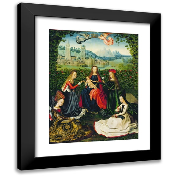 Master of the St. Lucy Legend 15x18 Black Modern Framed Museum Art Print Titled - Virgin of the Rose Garden (Between 1475 and 1480)