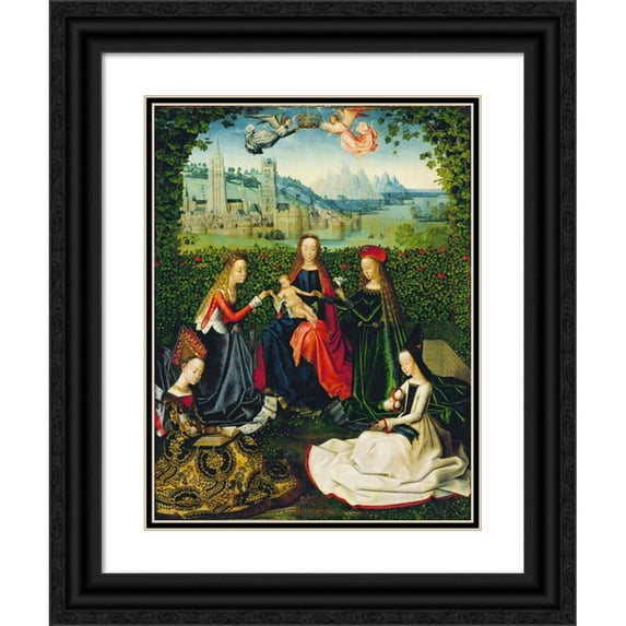Master of the St. Lucy Legend 19x24 Black Ornate Framed Double Matted Museum Art Print Titled: Virgin of the Rose Garden (Between 1475 and 1480)