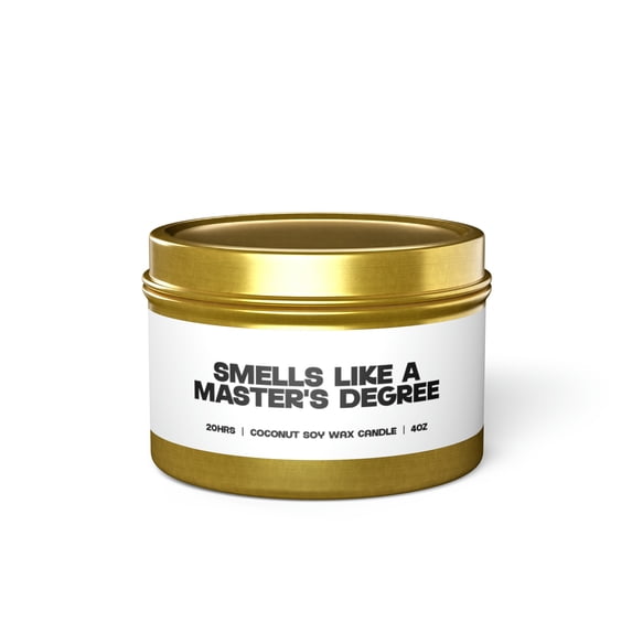 Master's Degree Graduation Tin Candle Gift Decor Vanilla Coffee Scented