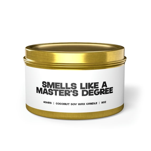 Master's Degree Graduation Tin Candle Gift Decor Vanilla Coffee Scented