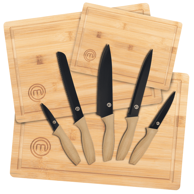 MasterChef 8 Piece Knife & Board Set, 5 Kitchen Knives and 3