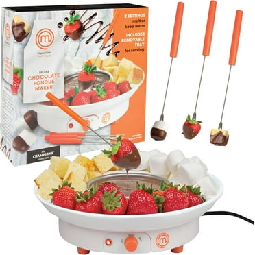 MasterChef Chocolate Fondue Maker- Deluxe Electric Dessert Fountain Fondue Pot Set with 4 Forks & Party Serving Tray
