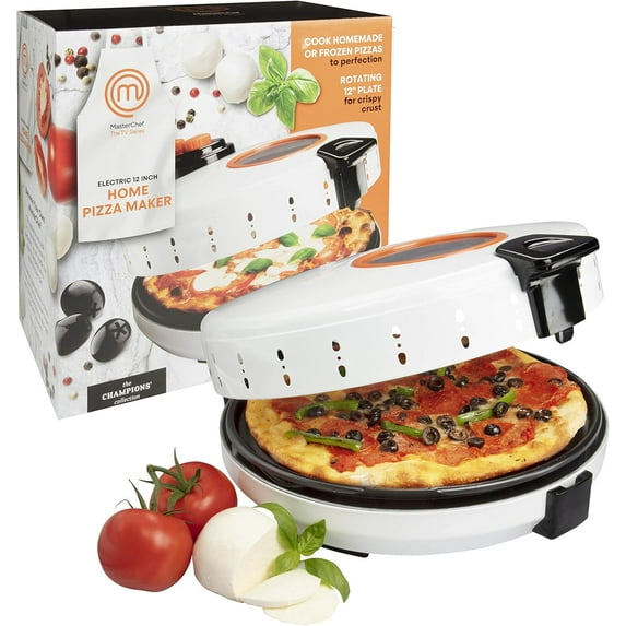 MasterChef Electric 12" Pizza Maker- Cook Homemade Calzones, Quesadillas & Cookies! - Adjustable Temp Control for Crispy Crust- Great Gift for Cooks