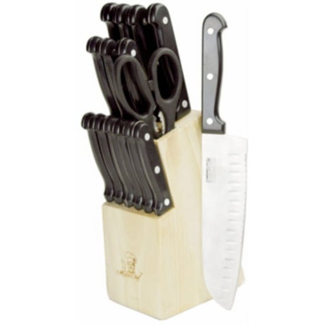 MasterChef Stainless Steel 15 Piece Cutlery Set with Wood Block