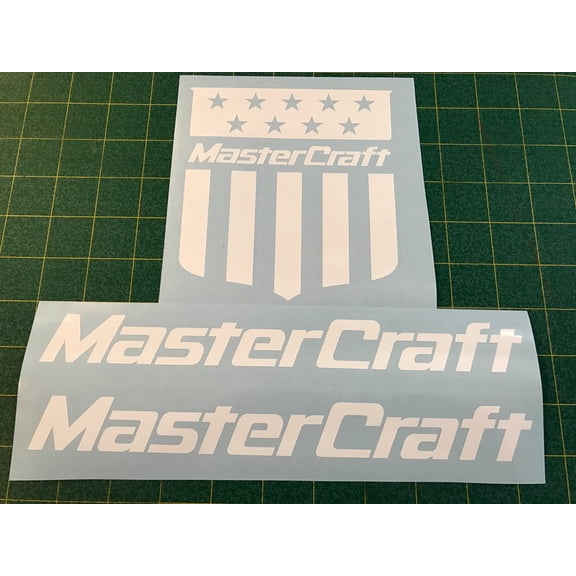 MasterCraft Boats White Sticker DECAL for wakeboard 4 Total! 2 25" and 2 SHIE/-LDS