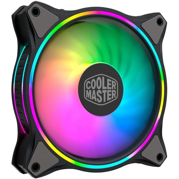 MasterFan MF120 Halo Fan, Duo-Ring ARGB Customizable Lighting, 120mm PWM Static Pressure, ARGB Header Extender For PC Case, Liquid and Air Cooler (MFL-B2DN-183PA-R1)