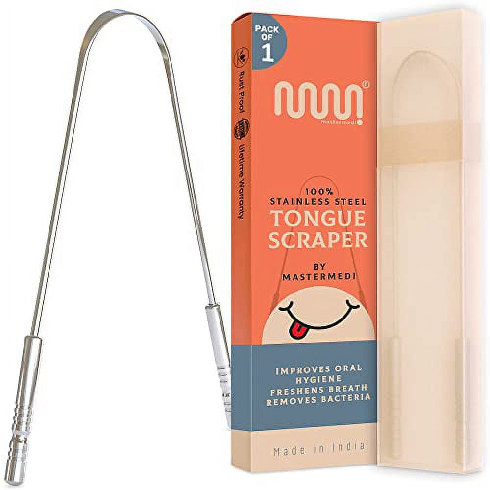 MasterMedi Tongue Scraper 1 Pack, Bad Breath Treatment for Adults & Kids, Medical Grade 100