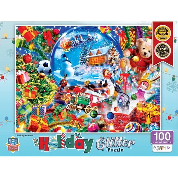 MasterPieces 100 Piece Glitter Jigsaw Puzzle for Kids - Holiday Dreams