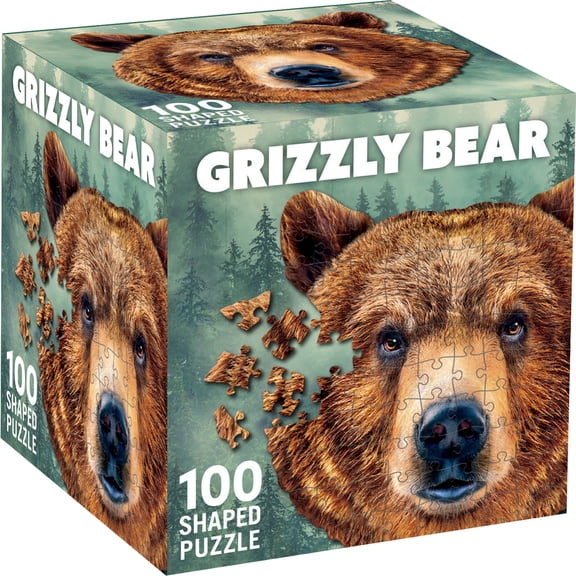 MasterPieces 100 Piece Jigsaw Puzzle - Grizzly Bear - 11.49"x11.34"