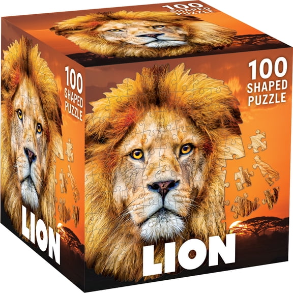 MasterPieces 100 Piece Jigsaw Puzzle - Lion - Large Piece Puzzle - 10.62"x12.1"