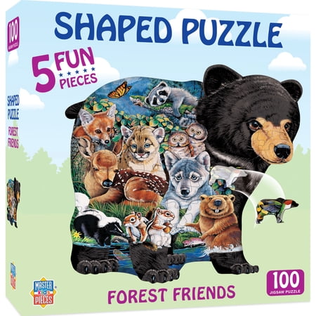 MasterPieces 100 Piece Shaped Jigsaw Puzzle - Forest Friends - 14"x19"
