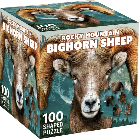 MasterPieces 100 Piece Jigsaw Puzzle - Rocky Mountain Bighorn Sheep - 11.37"x11.41"
