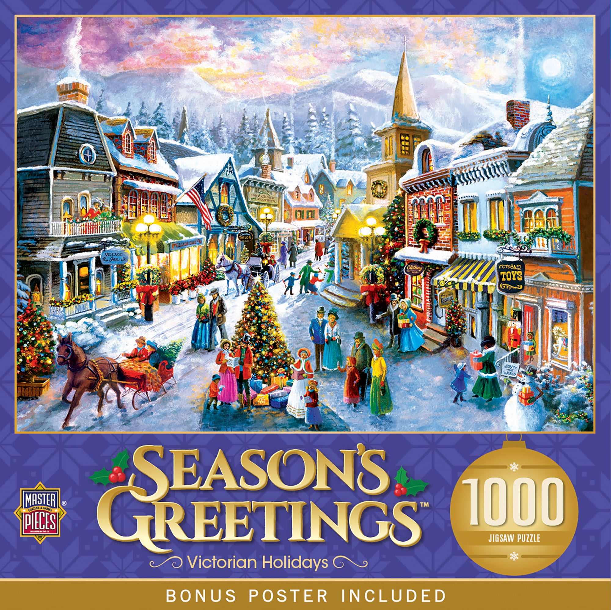 Victorian Holidays 1000 Piece Christmas Jigsaw Puzzle with Bonus Poster