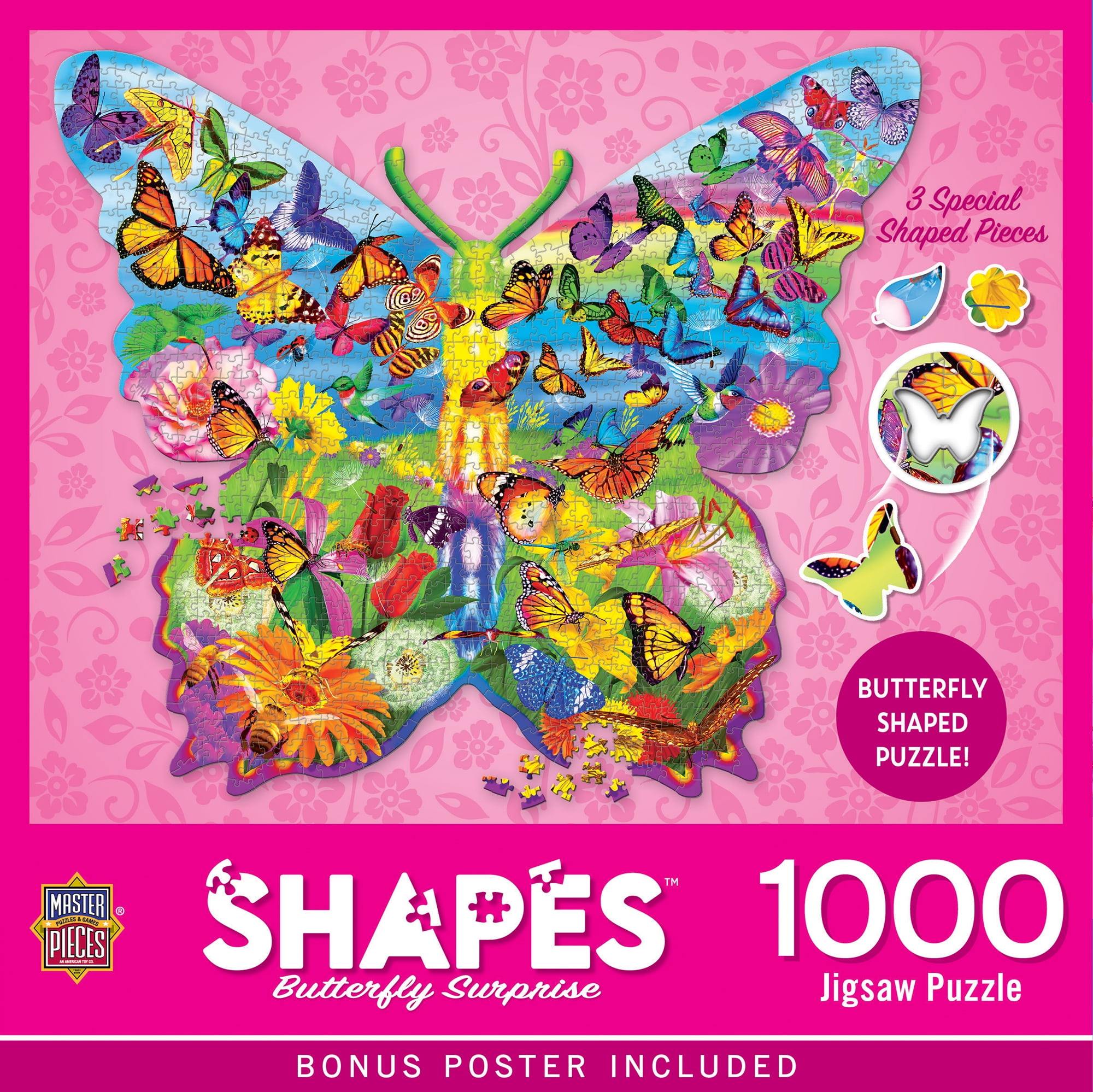 Butterfly Surprise Multicolor Shaped 1000 Piece Jigsaw Puzzle