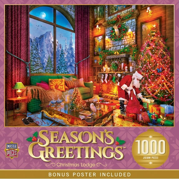 MasterPieces 1000 Piece Jigsaw Puzzle - Christmas Lodge - 19.25"x26.75"