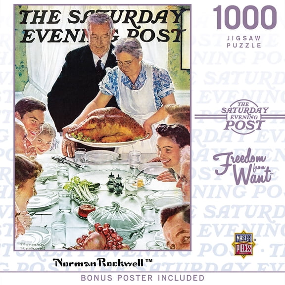 MasterPieces Norman Rockwell 1000 Piece Jigsaw Puzzle - Freedom from Want, Adult Puzzle