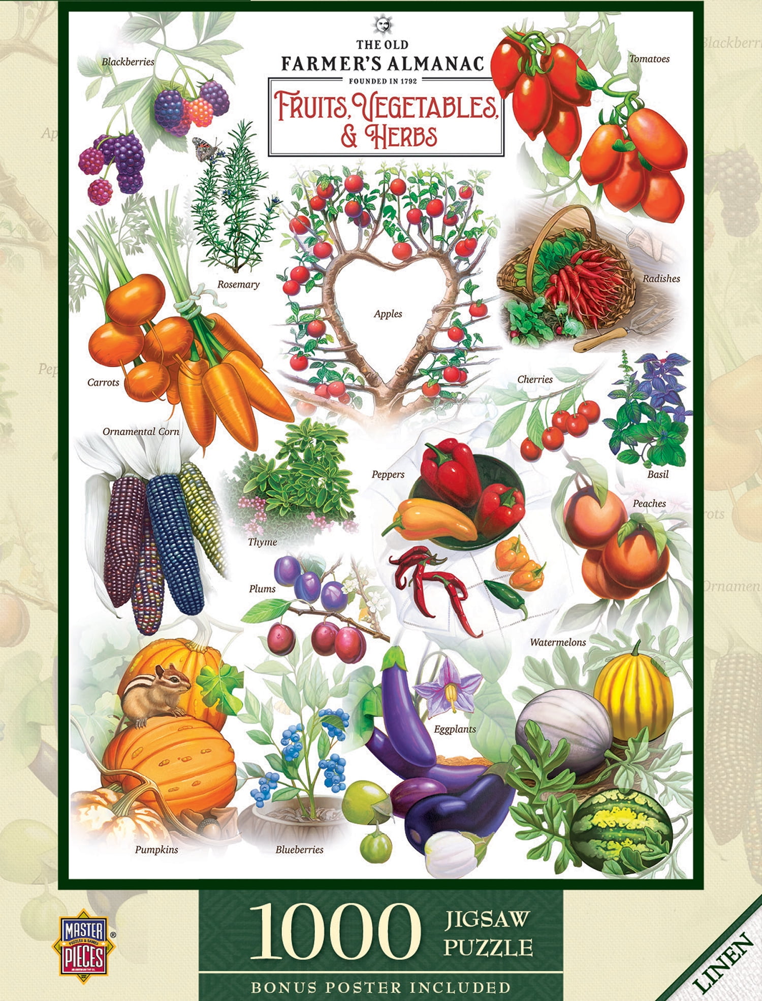 Farmers Almanac 1000 Piece Fruits and Vegetables Puzzle