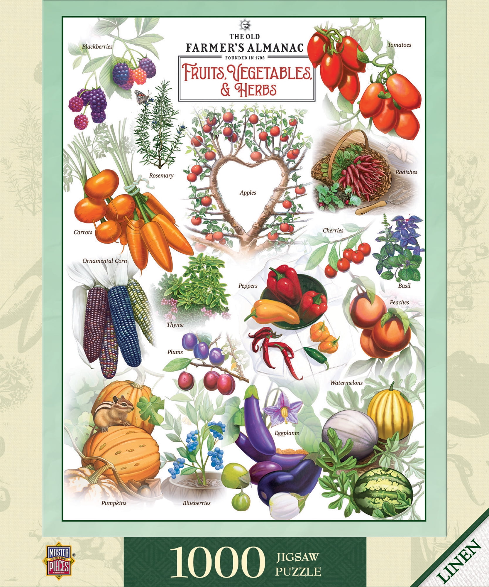 Farmers Almanac 1000 Piece Fruits and Vegetables Puzzle