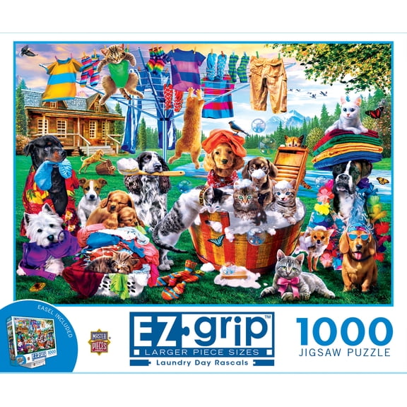 MasterPieces 1000 Piece Jigsaw Puzzle - Laundry Day Rascals - 23.5"x34"