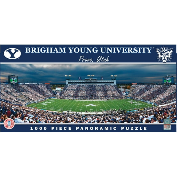 MasterPieces - 1000 Piece Jigsaw Puzzle, NCAA Brigham Young Cougars, Panoramic Football Stadium View, Fun for Adults and Family, 13"x39"