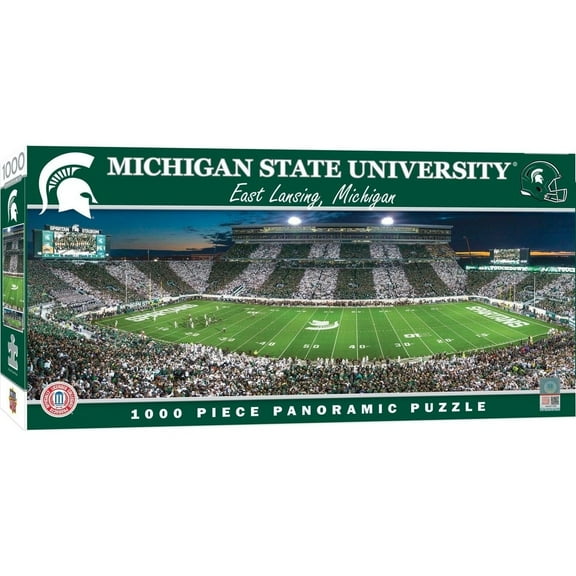 MasterPieces - 1000 Piece Jigsaw Puzzle, NCAA Michigan State Spartans, Panoramic Football Stadium View, Fun for Adults and Family, 13"x39"