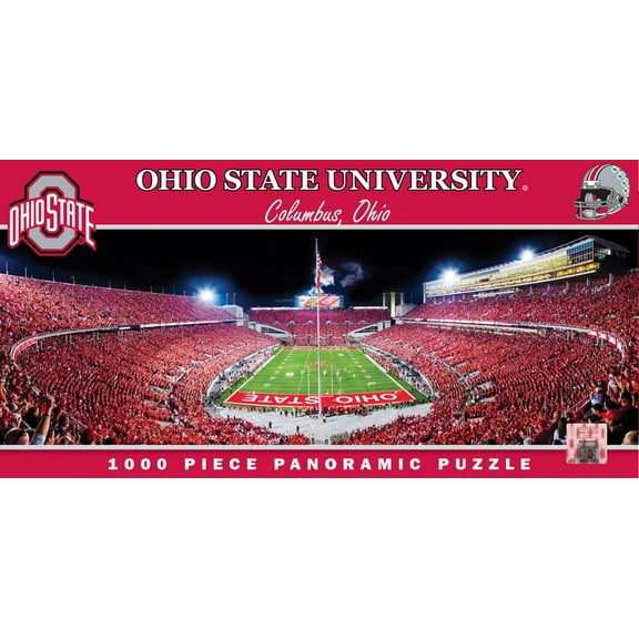 MasterPieces - 1000 Piece Jigsaw Puzzle, NCAA Ohio State Buckeyes, Panoramic Football Stadium View, Fun for Adults and Family, 13" x39