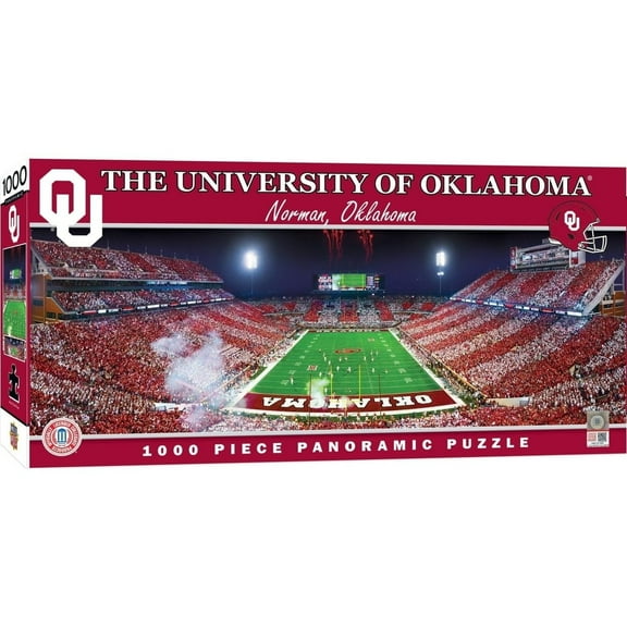 MasterPieces - 1000 Piece Jigsaw Puzzle, NCAA Oklahoma Sooners, Panoramic Football Stadium View, Fun for Adults and Family, 13"x39"