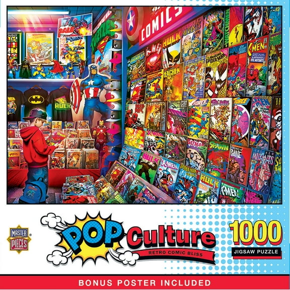 MasterPieces 1000 Piece Jigsaw Puzzle - Retro Comic Bliss - Comic Book Superhero Puzzle for Adults