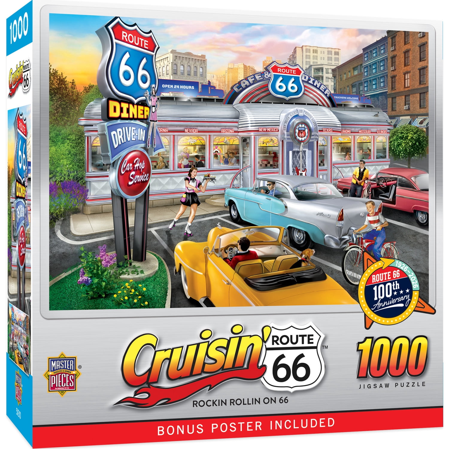 MasterPieces 1000 Piece Jigsaw Puzzle - Route 66 Retro Diner Scene