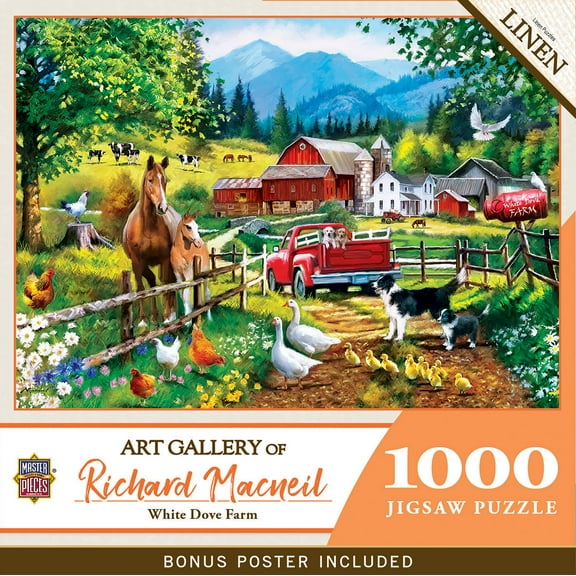 MasterPieces Art Gallery White Dove Farm 1000 Piece Jigsaw Puzzle for Adults 19.25x26.75