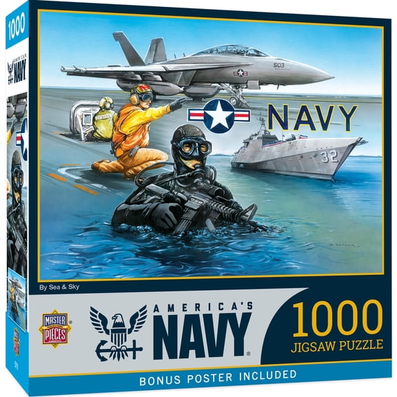 MasterPieces 1000 Piece Jigsaw Puzzle for Adults - Navy By Sea & Sky - 19.25"x26.75"
