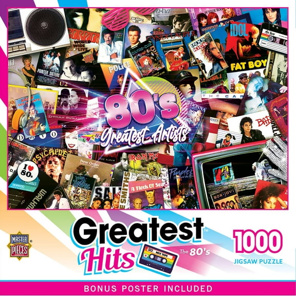 MasterPieces 1000 Piece Jigsaw Puzzle - 80s Greatest Artists Vintage Music Album Memories