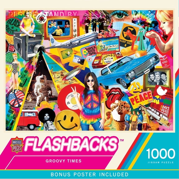 MasterPieces Flashbacks 1000 Piece Puzzle - Groovy Times - 19.25"x26.75"